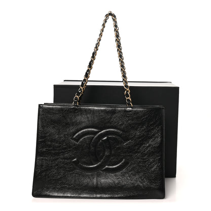 Chanel Glazed Aged Calfskin CC Tote Black 11 of 11