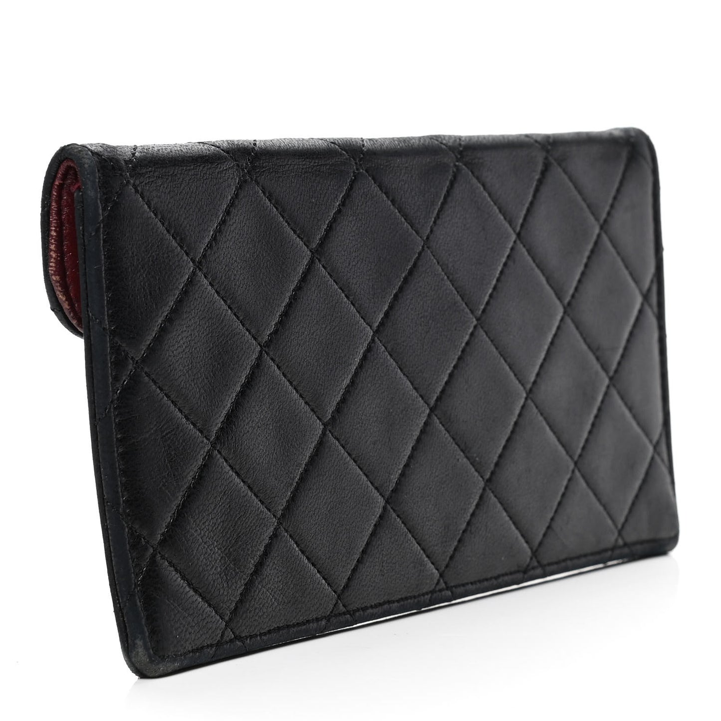 Calfskin Quilted CC Flap Clutch Black