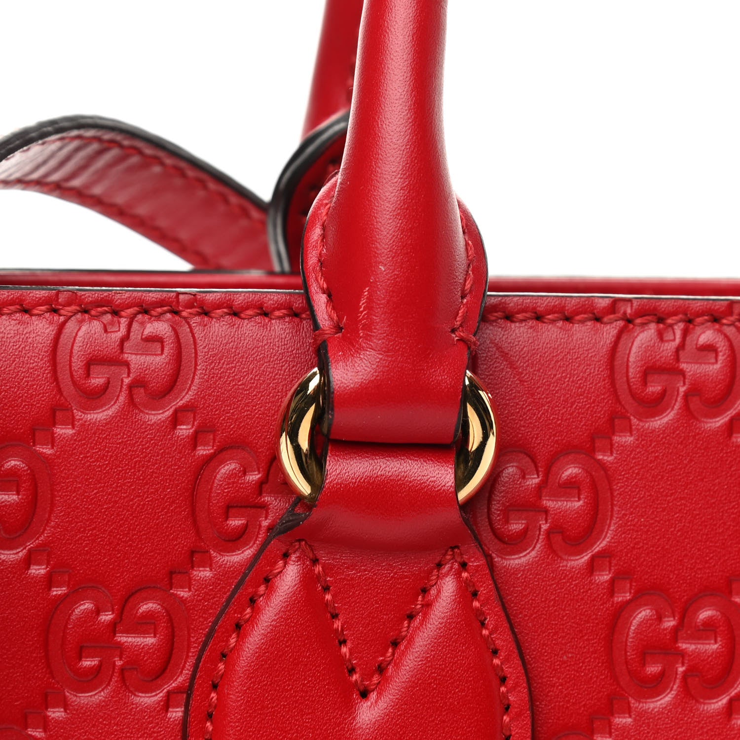 Gucci Guccissima Small Zippered Bucket Tote Hibiscus Red 11 of 11