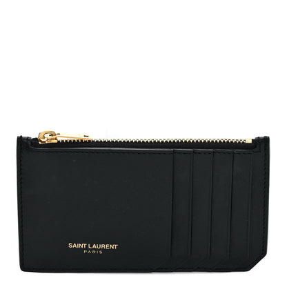 Saint Laurent Calfskin 5 Fragments Zip Pouch Card Holder Black 1 of 8