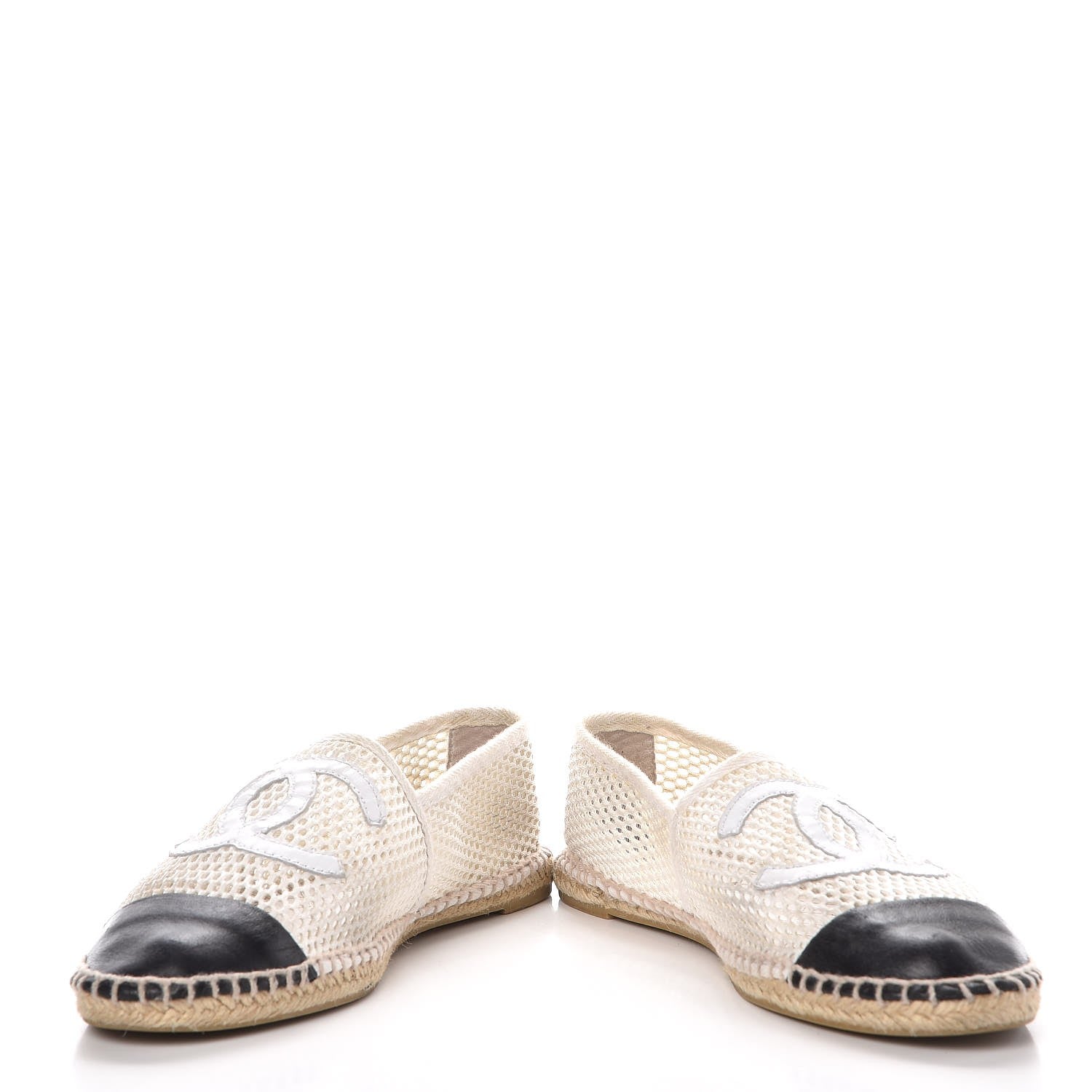 Chanel Mesh Lambskin Espadrilles 42 White Black 6 of 13