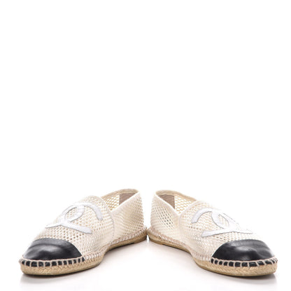 Chanel Mesh Lambskin Espadrilles 42 White Black 6 of 13