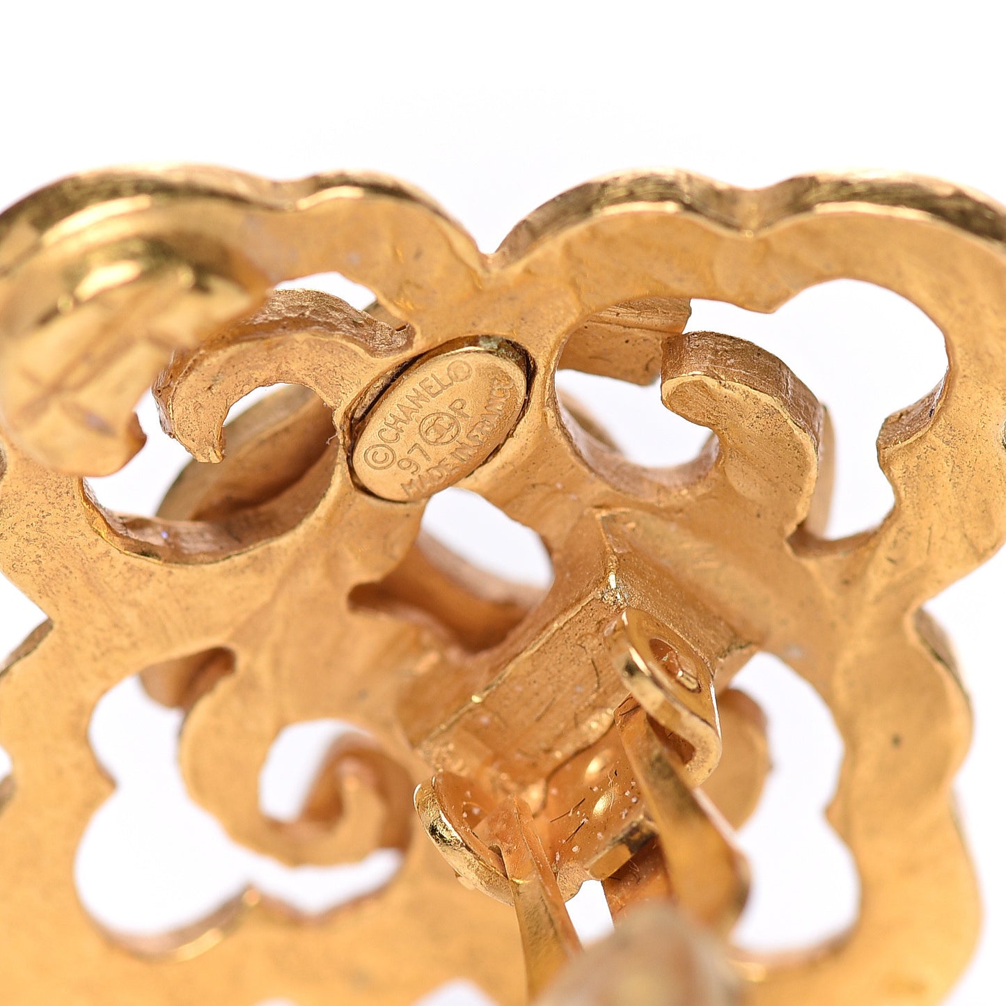 CC Cross Clip On Earrings Gold