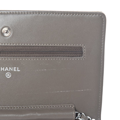 Chanel Patent Quilted Wallet On Chain WOC Grey 12 of 16