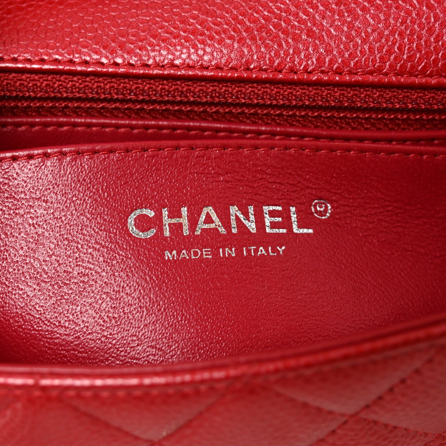 Caviar Quilted Mini Rectangular Flap Red