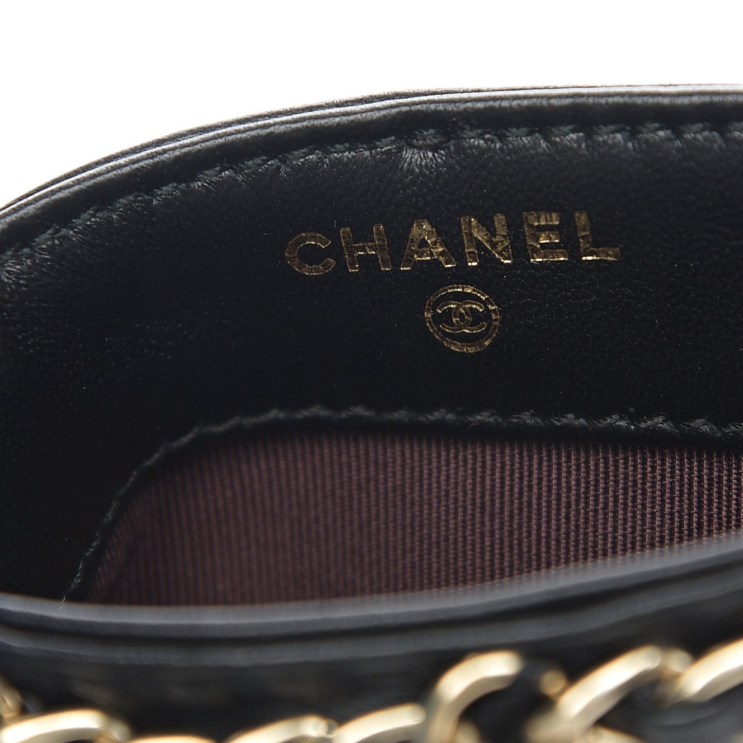Lambskin Quilted Small Clutch With Chain Black