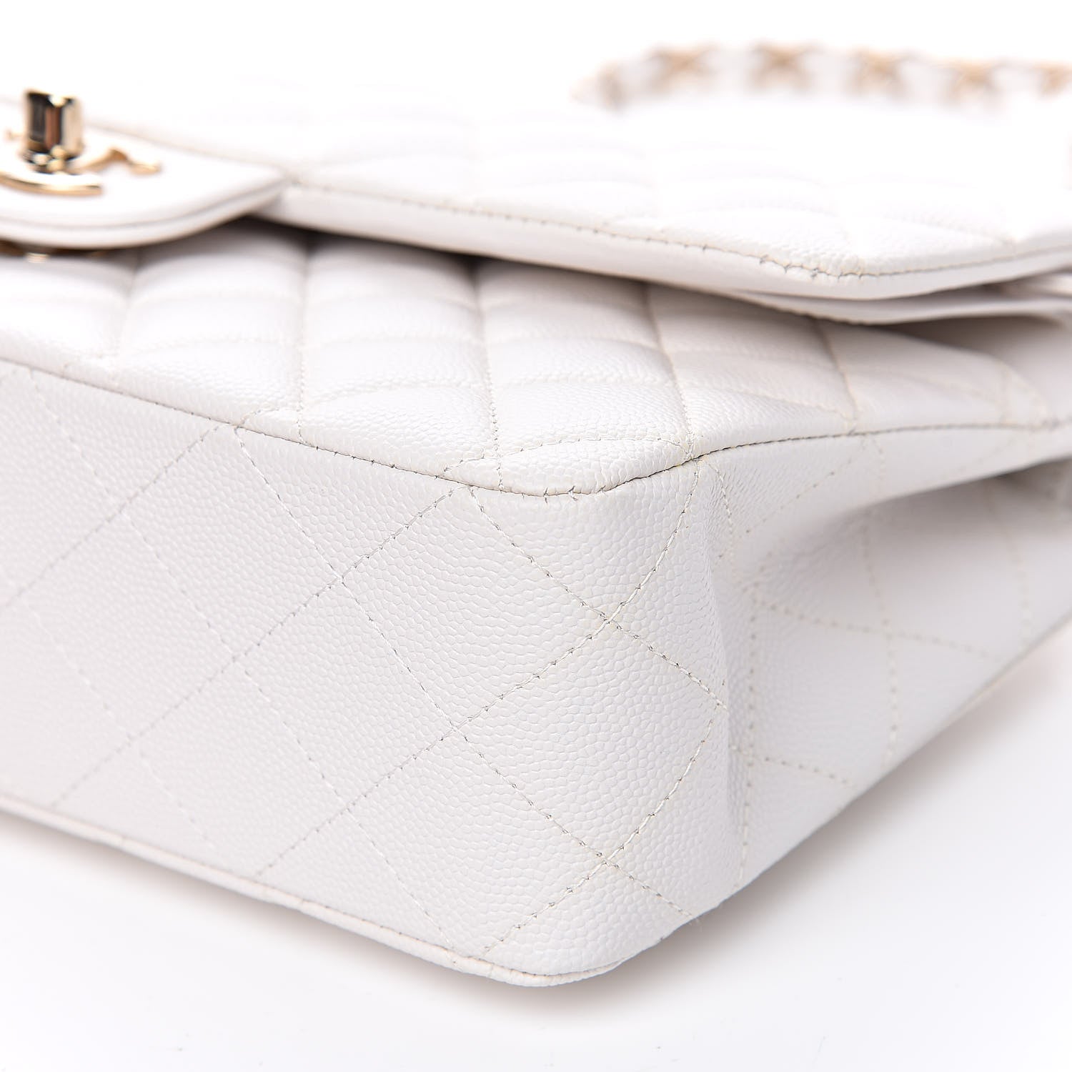 Chanel Caviar Quilted Medium Double Flap White 11 of 12
