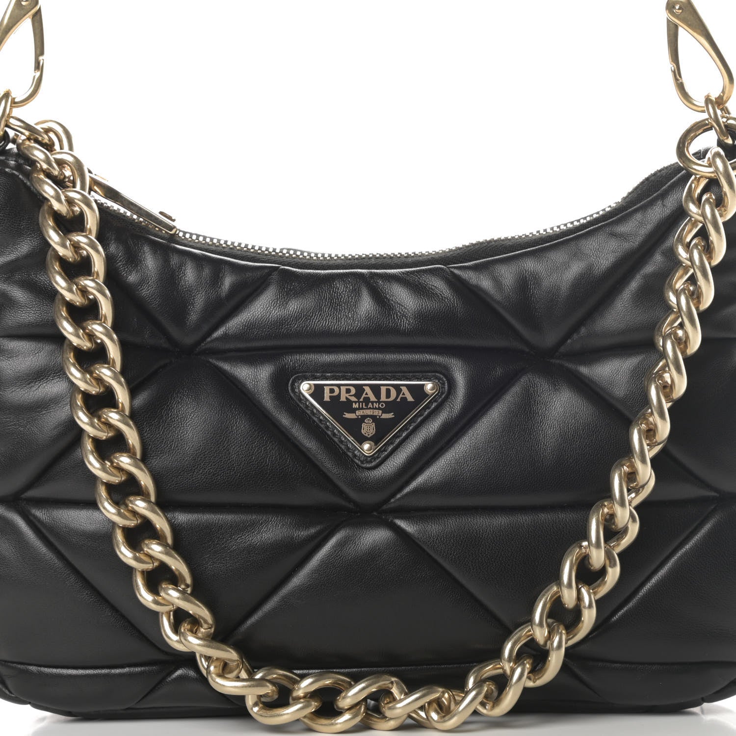 Prada Nappa Re-Nylon Triangle Quilted Patchwork System Shoulder Bag Black 10 of 12