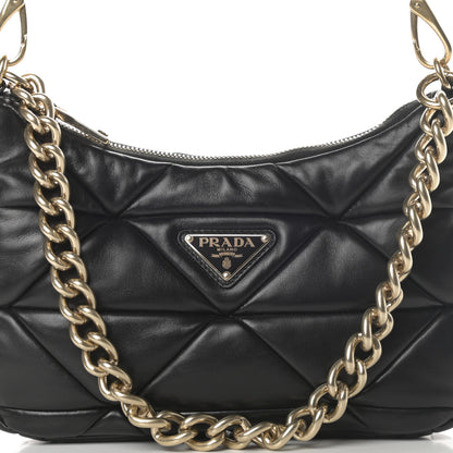 Prada Nappa Re-Nylon Triangle Quilted Patchwork System Shoulder Bag Black 10 of 12