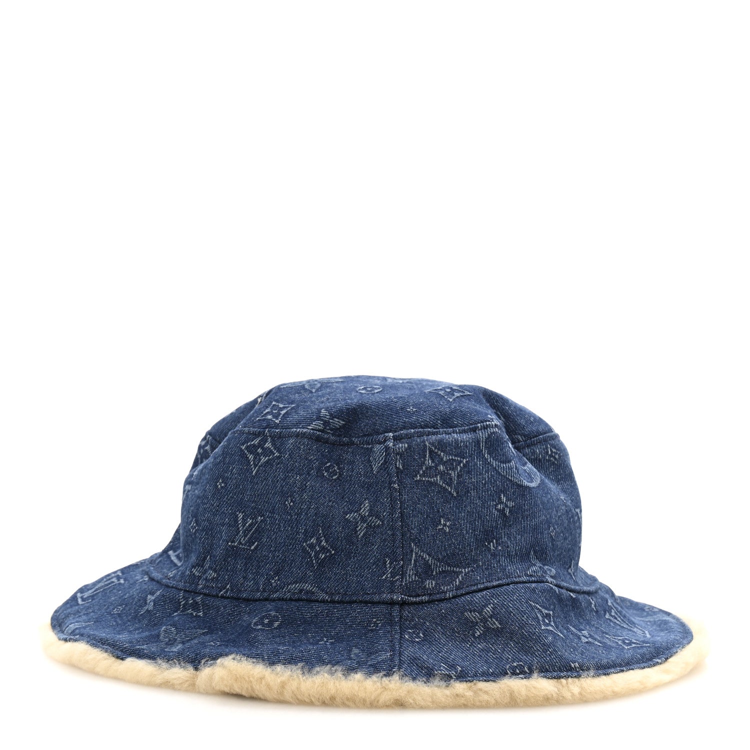 Louis Vuitton Monogram Denim Shearling Bucket Hat L Blue 5 of 9
