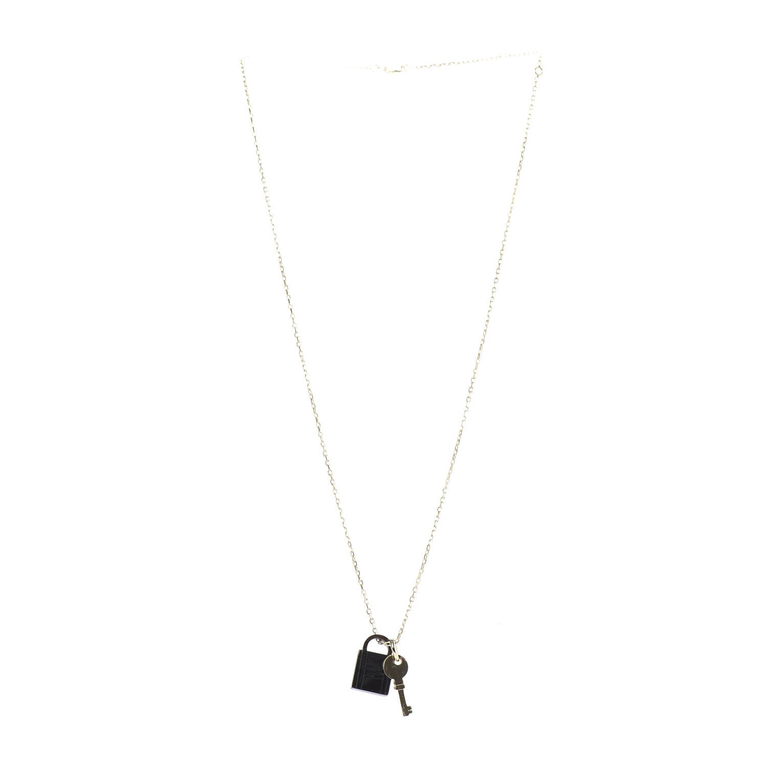 Hermes Permabrass Buffalo Horn Amulette Padlock PM Pendant Necklace 3 of 5