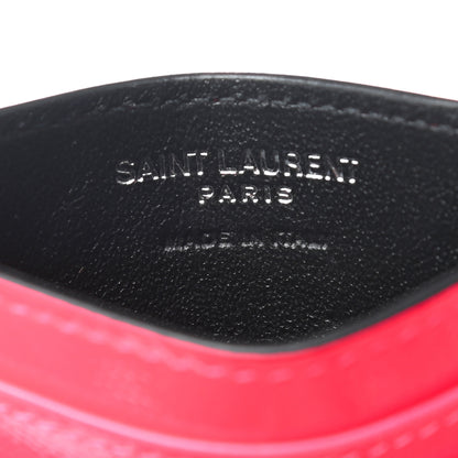 Saint Laurent Grain De Poudre Matelasse Chevron Monogram Credit Card Case Neon Pink 6 of 7
