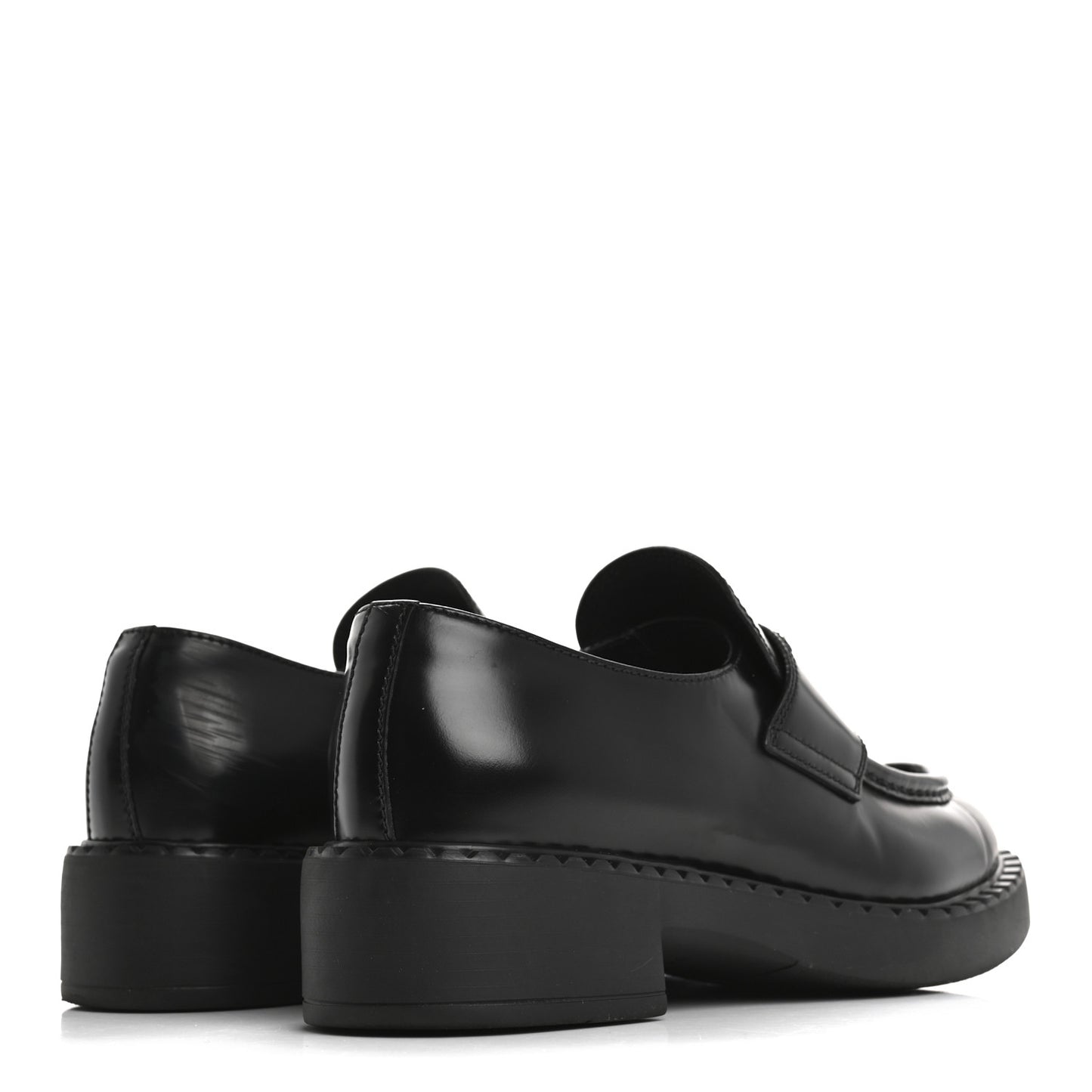 Spazzolato Metal Triangle Logo 50mm Loafers 37 Black