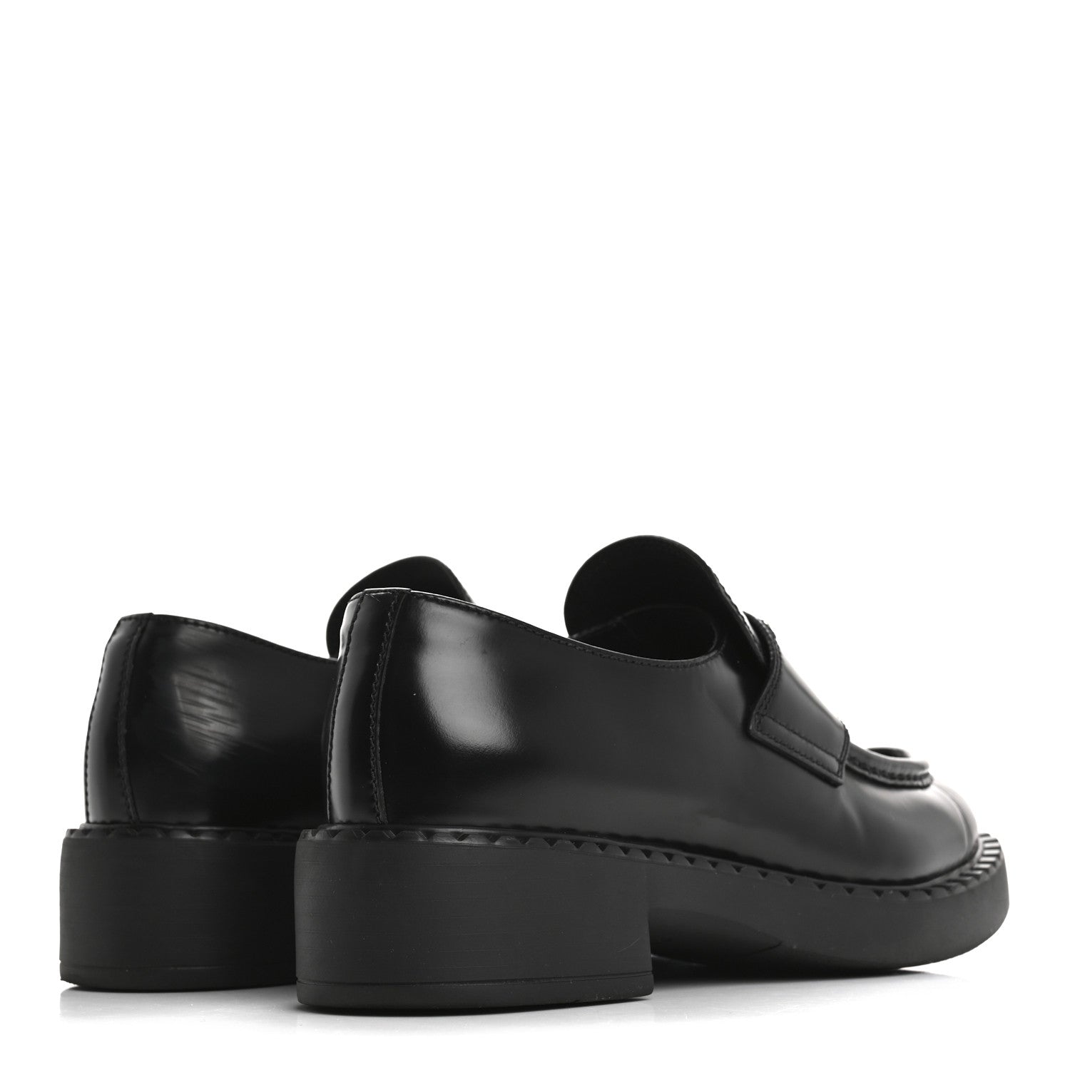 Prada Spazzolato Metal Triangle Logo 50mm Loafers 37 Black 5 of 13