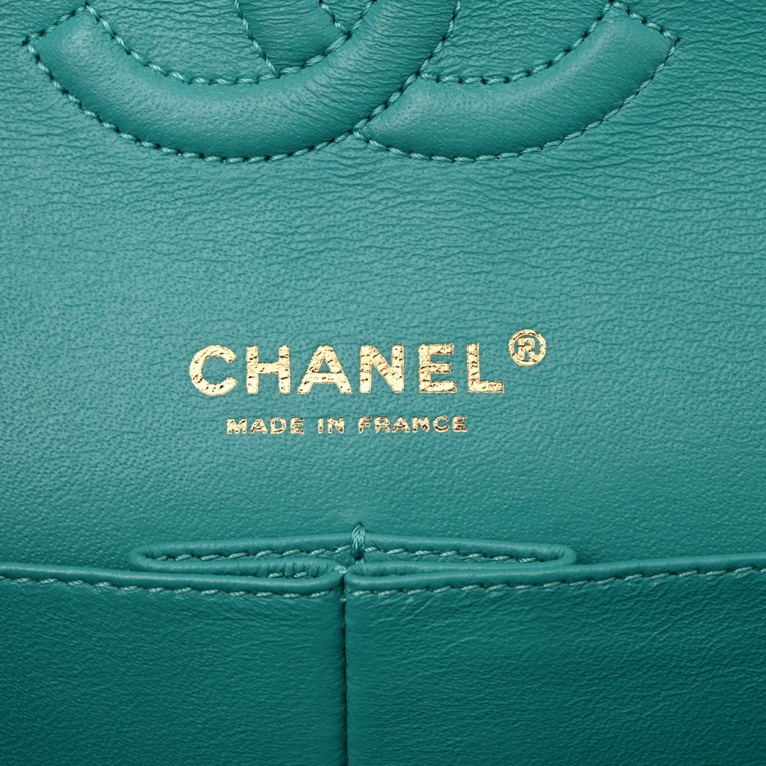 Chanel Lambskin Chevron Quilted Medium Double Flap Turquoise 6 of 13