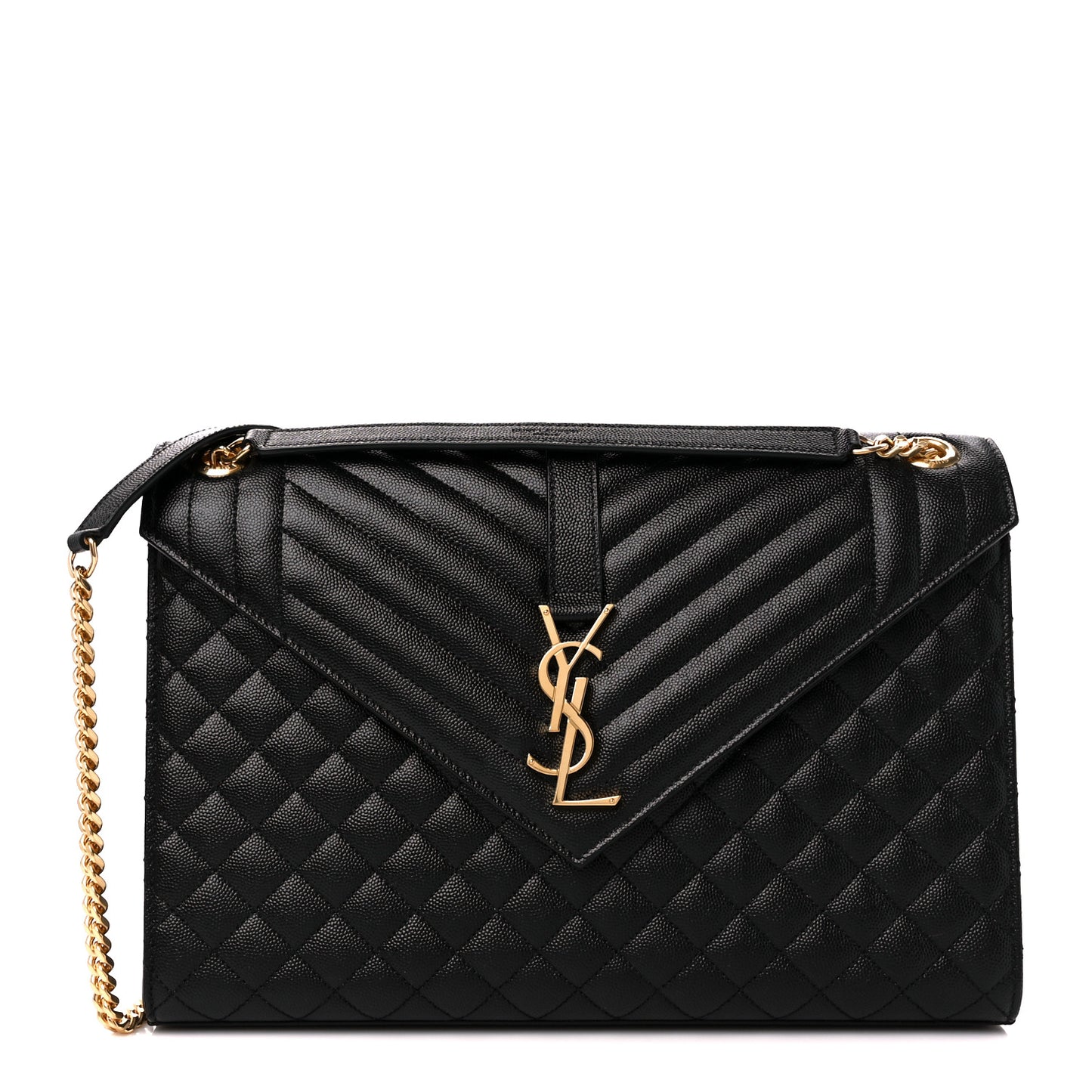 Grain De Poudre Textured Mixed Matelasse Large Triquilt Monogram Satchel Black