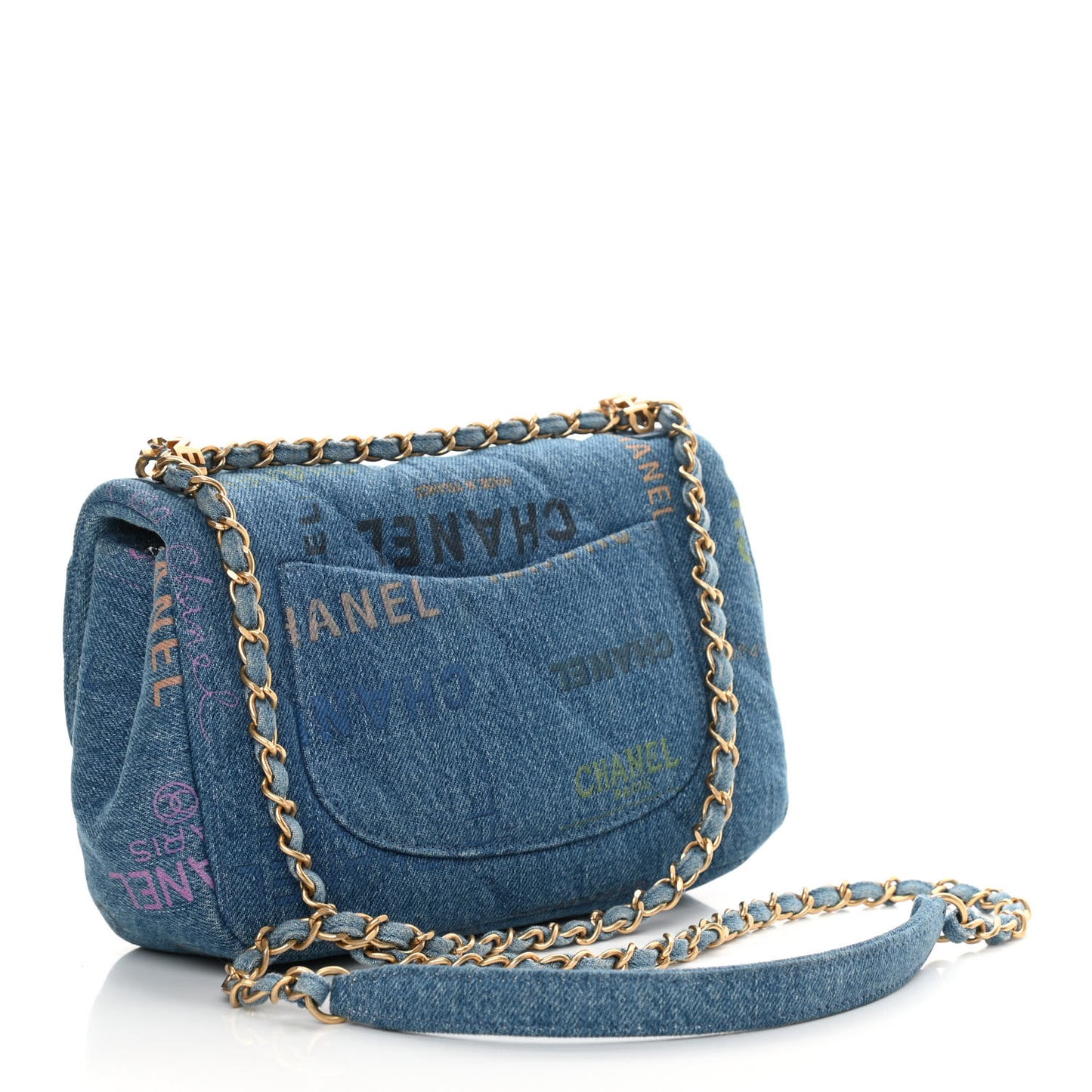 Denim Quilted Mini Denim Mood Rectangular Flap Blue Multicolor