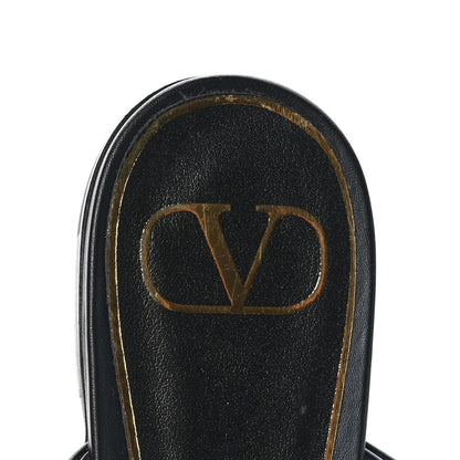 Valentino Garavani Calfskin Roman Stud Ankle Strap Flat Mules 38.5 Black 7 of 8