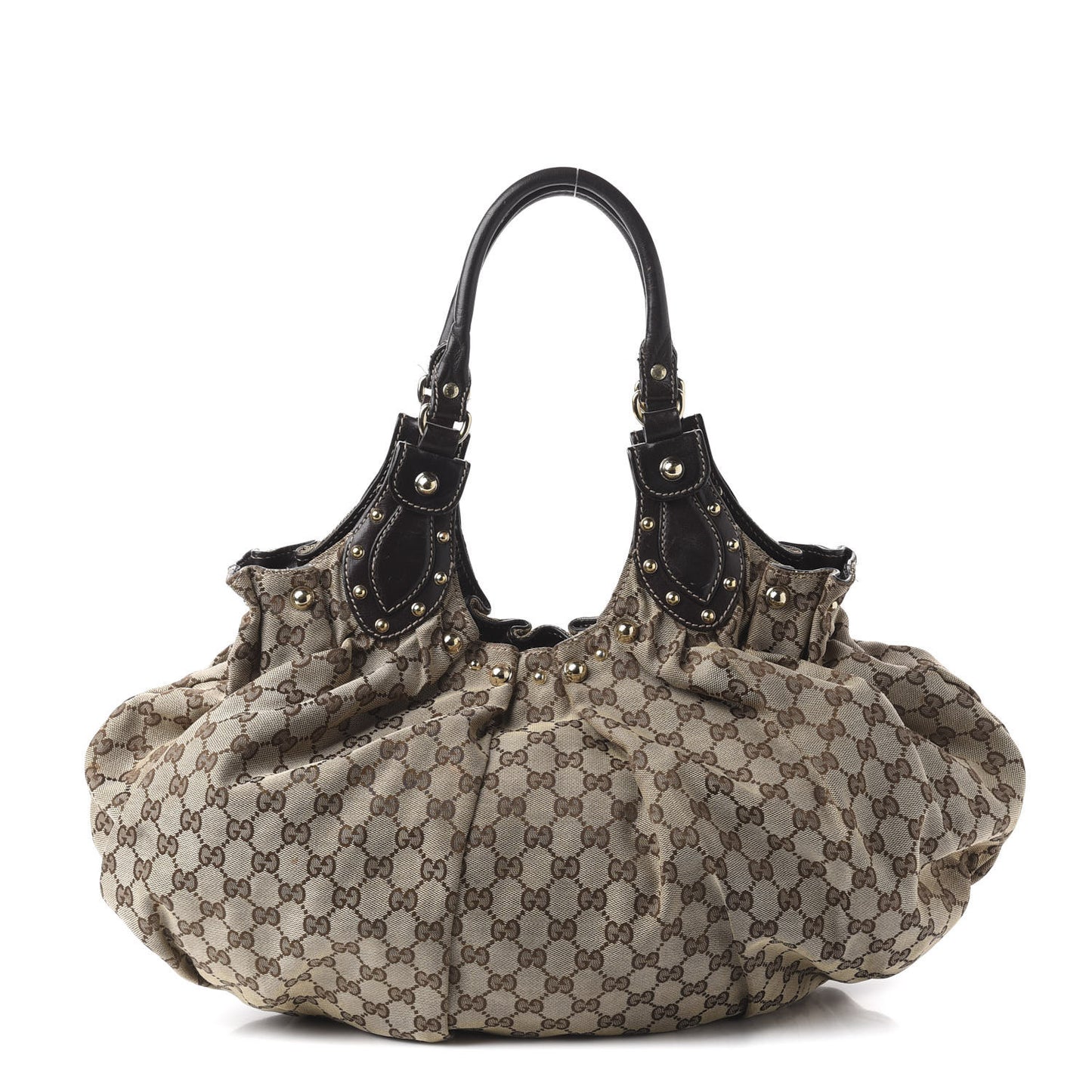 Monogram Studded Pelham Tote Dark Brown