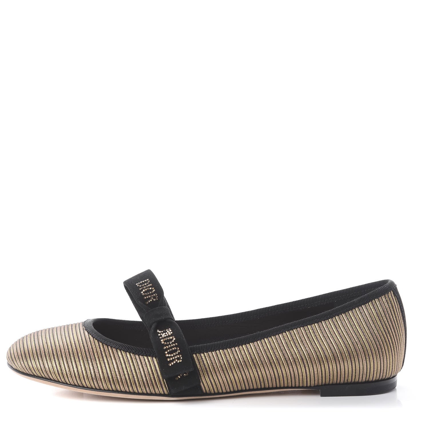 Christian Dior Laminated Grosgrain Miss J'Adior Ballerina Flats 39.5 Bronze 1 of 7