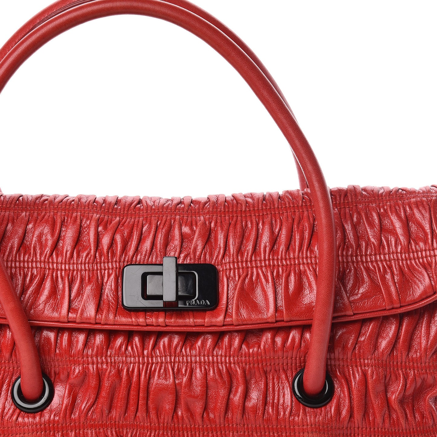 Capretto Gaufre Flap Bag Rosso