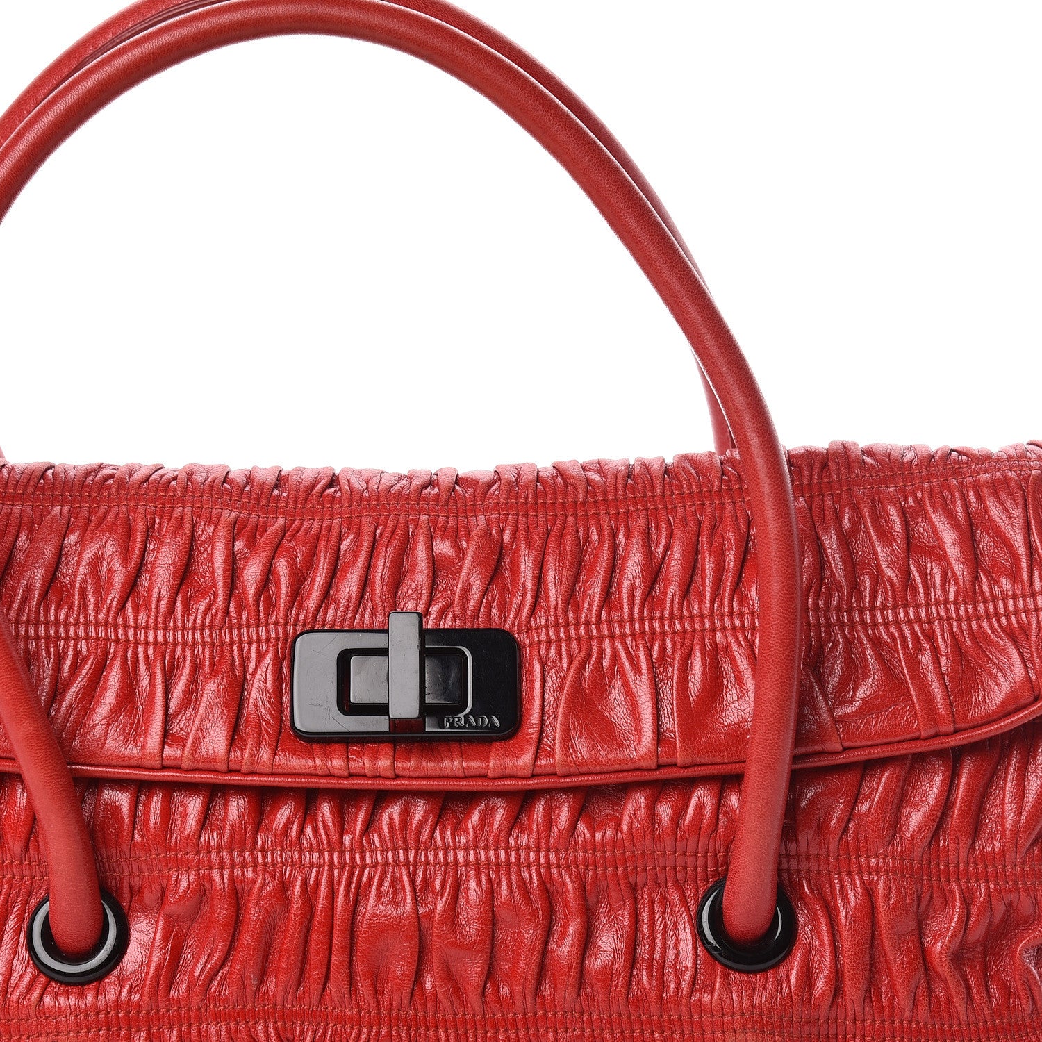 Prada Capretto Gaufre Flap Bag Rosso 17 of 18