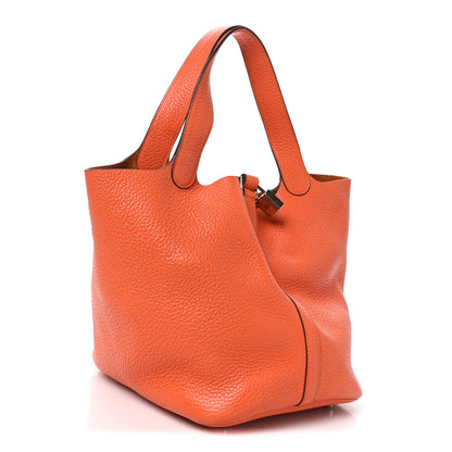 Hermes Taurillon Clemence Picotin Lock 22 MM Orange 3 of 10