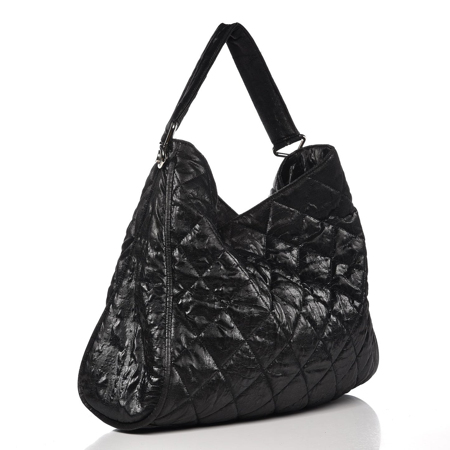 Crinkled Coated Canvas Le Marais Hobo Black