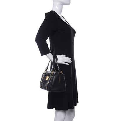 MCM Grained Calfskin Studded Boston Bag Black 2 of 11