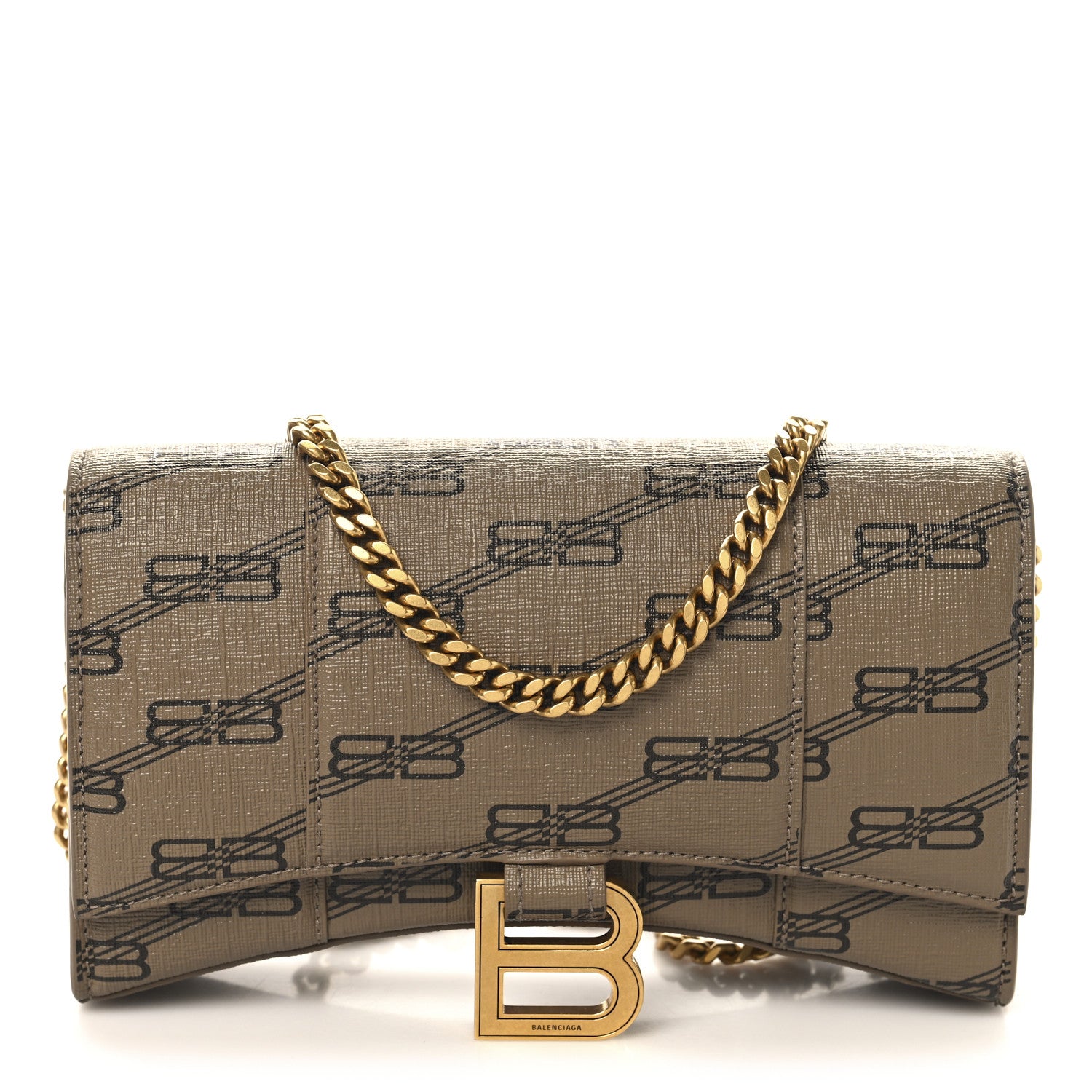 Balenciaga Coated Canvas BB Monogram Hourglass Chain Bag Beige Brown 1 of 9