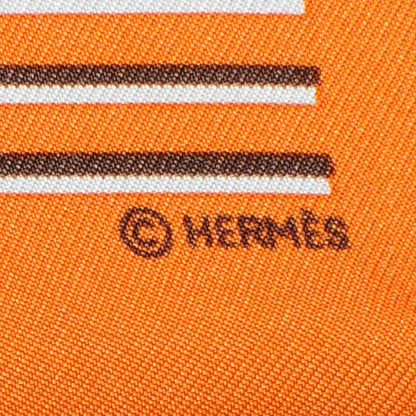 Hermes Silk H Au Gallop Pocket Square Scarf Orange 5 of 7