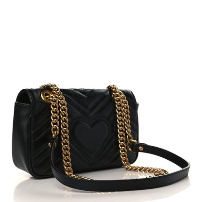 Gucci Calfskin Matelasse Mini GG Marmont Shoulder Bag Black 2 of 9