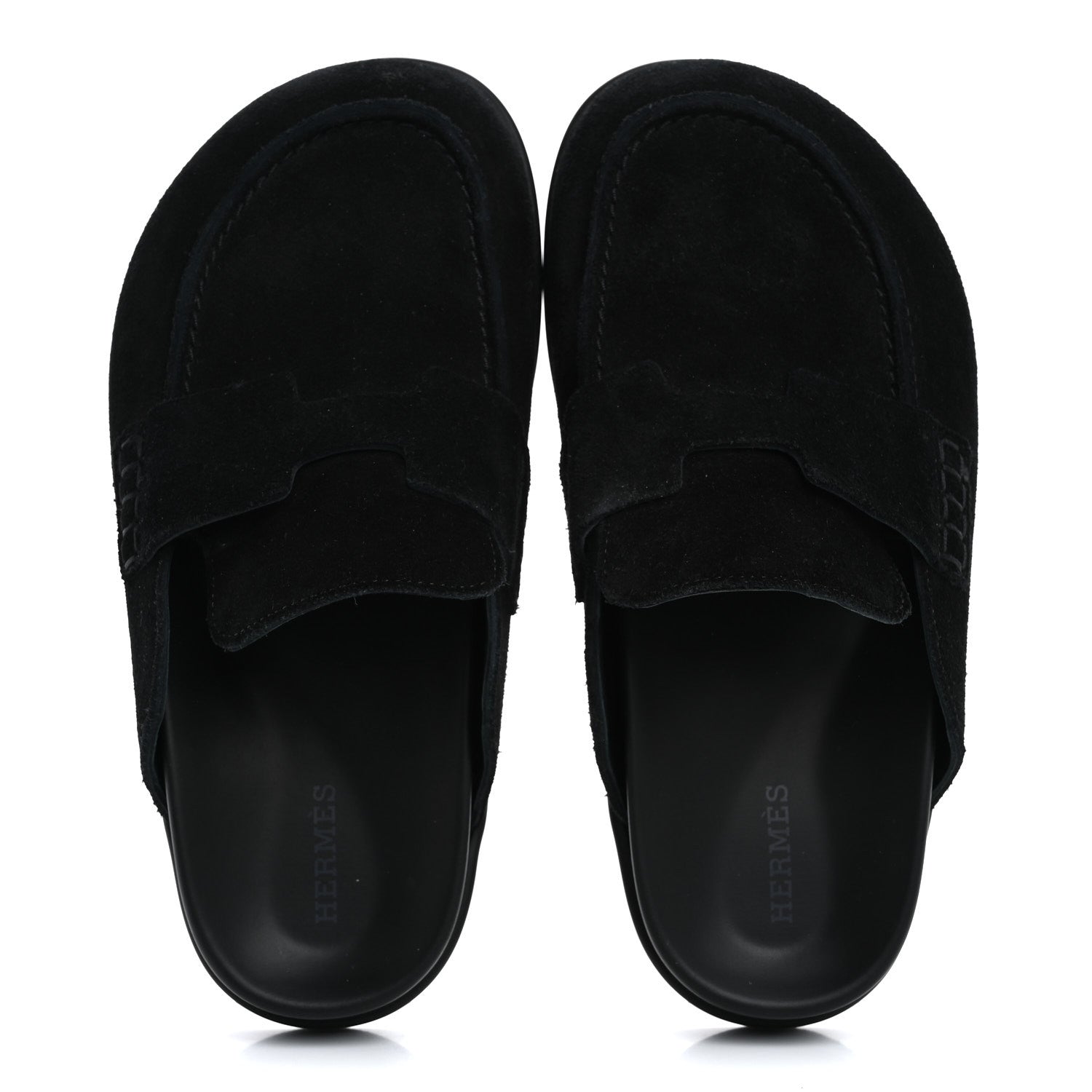 Hermes Suede Calfskin Go Mules 35.5 Black 2 of 13