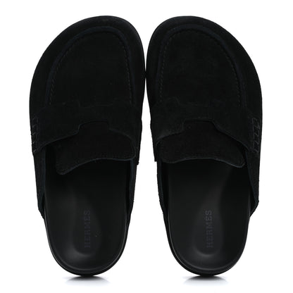 Hermes Suede Calfskin Go Mules 35.5 Black 2 of 13