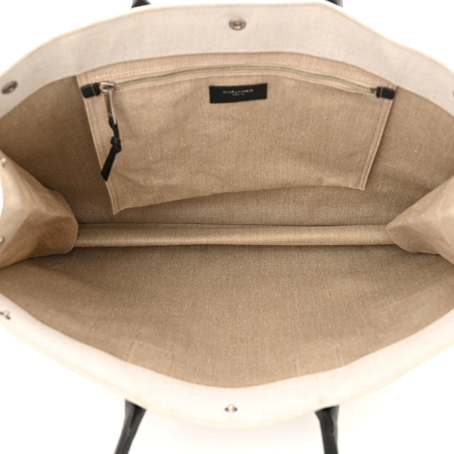 Saint Laurent Linen Calfskin Rive Gauche Tote Optic White 7 of 13