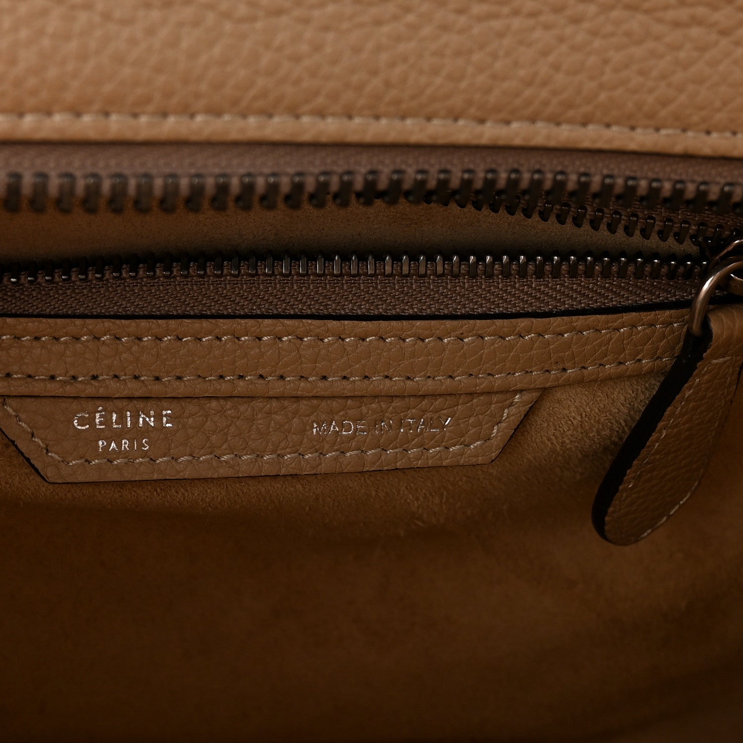 Celine Drummed Calfskin Micro Luggage Dune 6 of 9