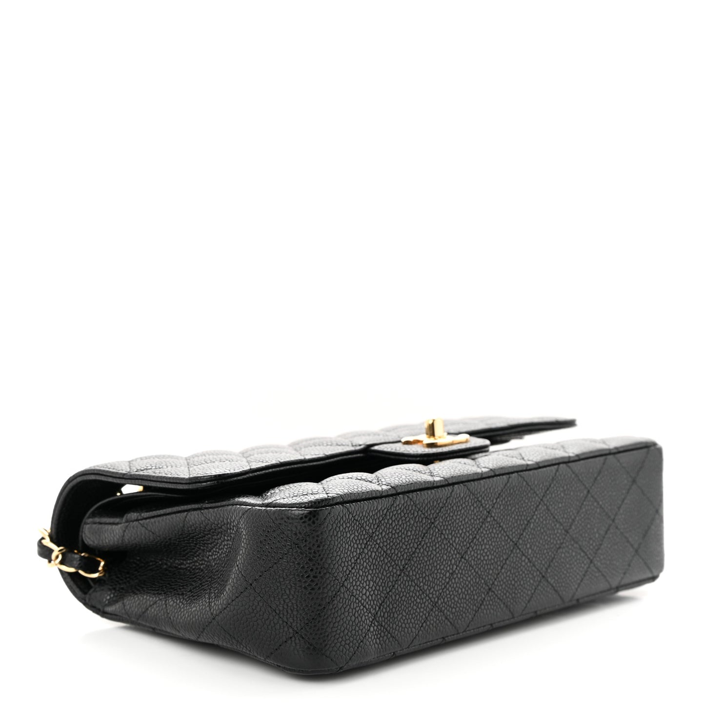 Caviar Quilted Medium Double Flap Black