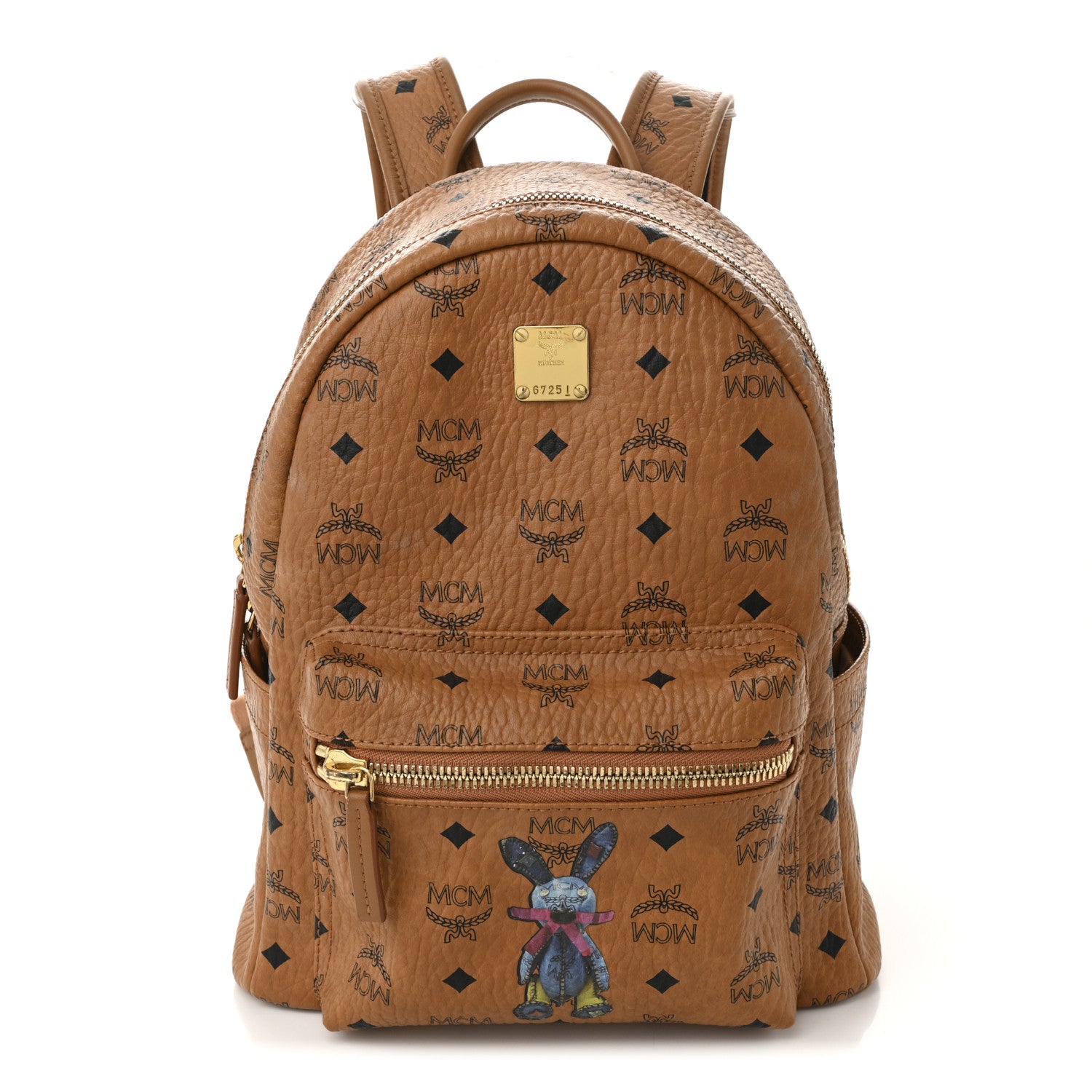 MCM Visetos Small Stark Rabbit Backpack Cognac 1766377 – FASHIONPHILE