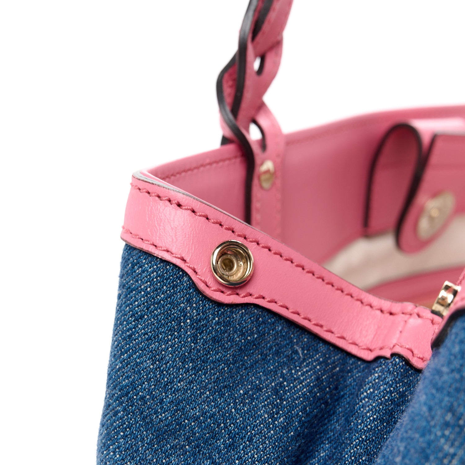 Gucci Denim Calfskin Denim Tote Pink 14 of 14