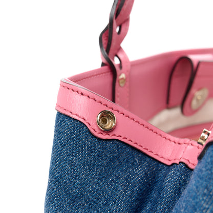 Gucci Denim Calfskin Denim Tote Pink 14 of 14