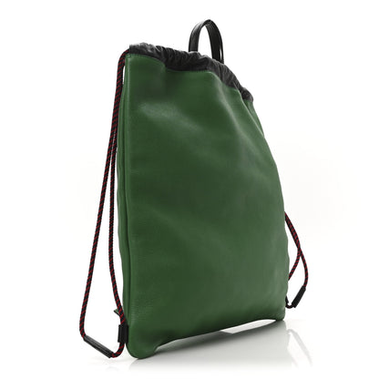 Gucci Grained Calfskin Logo Drawstring Backpack Green 4 of 11