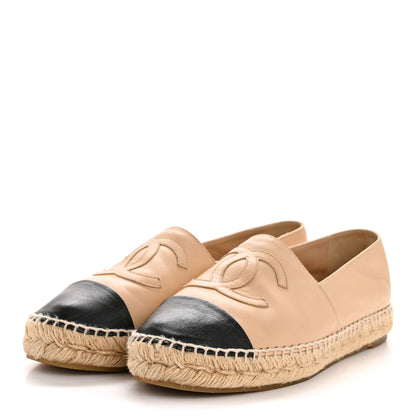 Chanel Lambskin CC Espadrilles 38 Beige Black 4 of 10