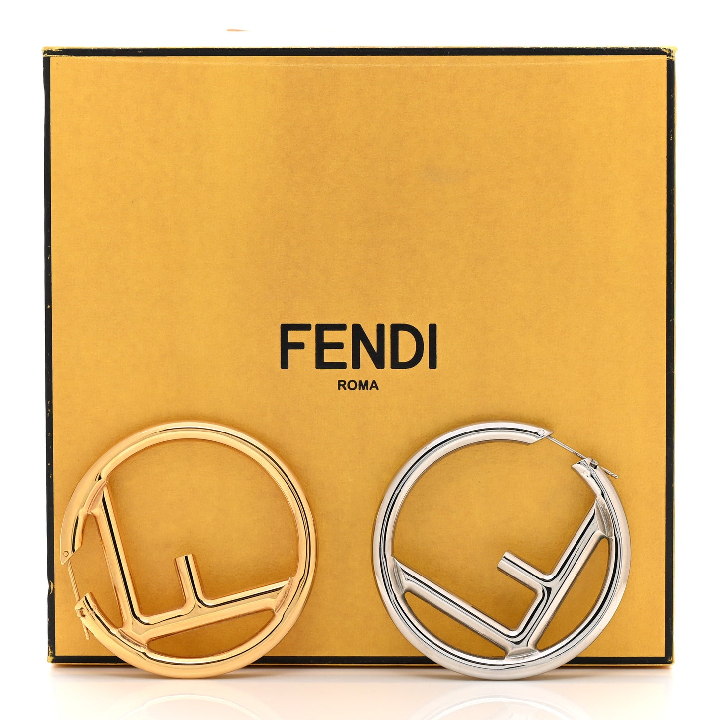 Metal FF Hoop Earrings Gold Silver