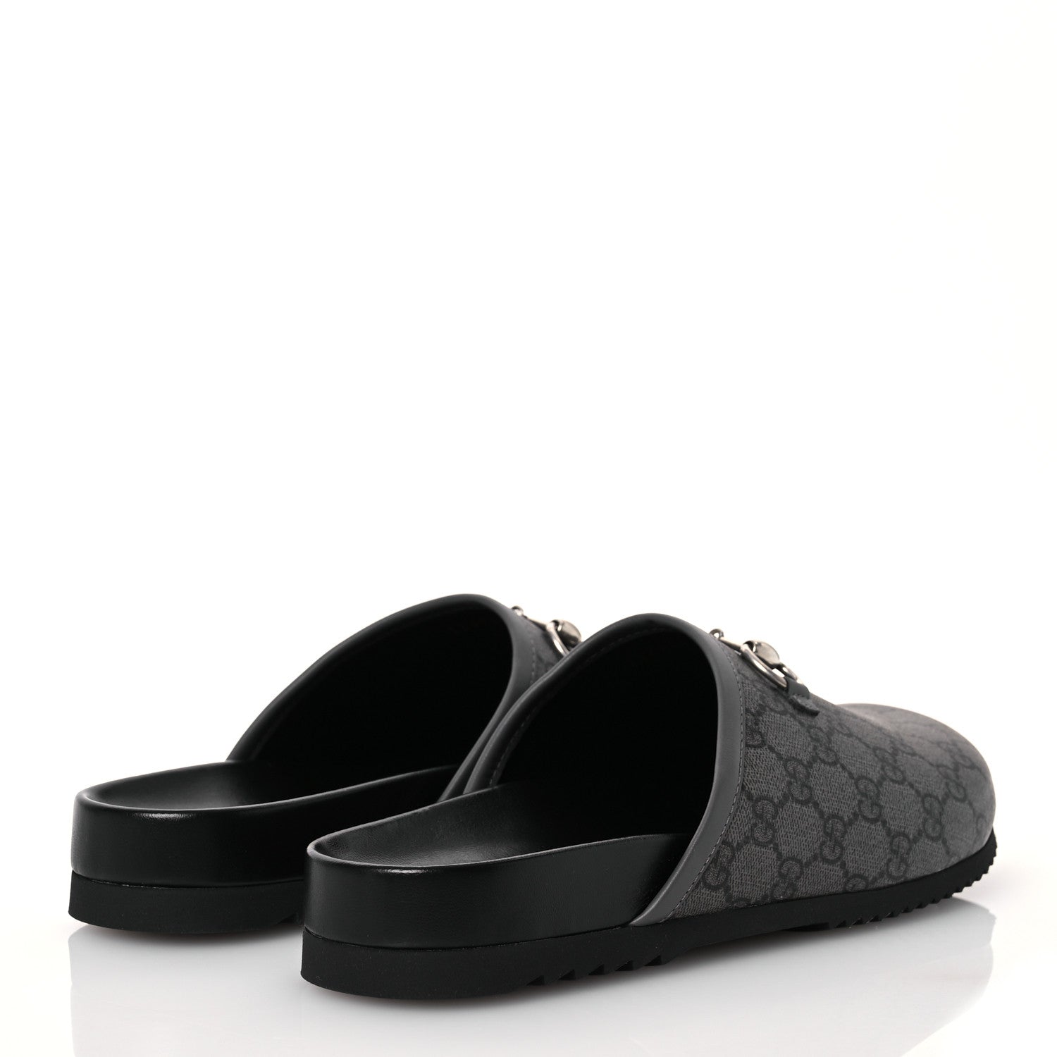 Gucci GG Supreme Monogram Granada Kid Mens Horsebit Lug Sole Mules 9 Grey Black 5 of 11