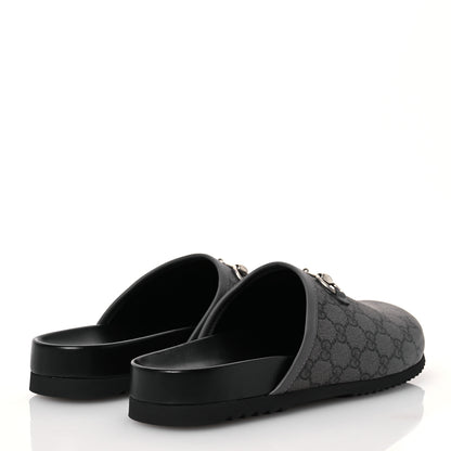 Gucci GG Supreme Monogram Granada Kid Mens Horsebit Lug Sole Mules 9 Grey Black 5 of 11