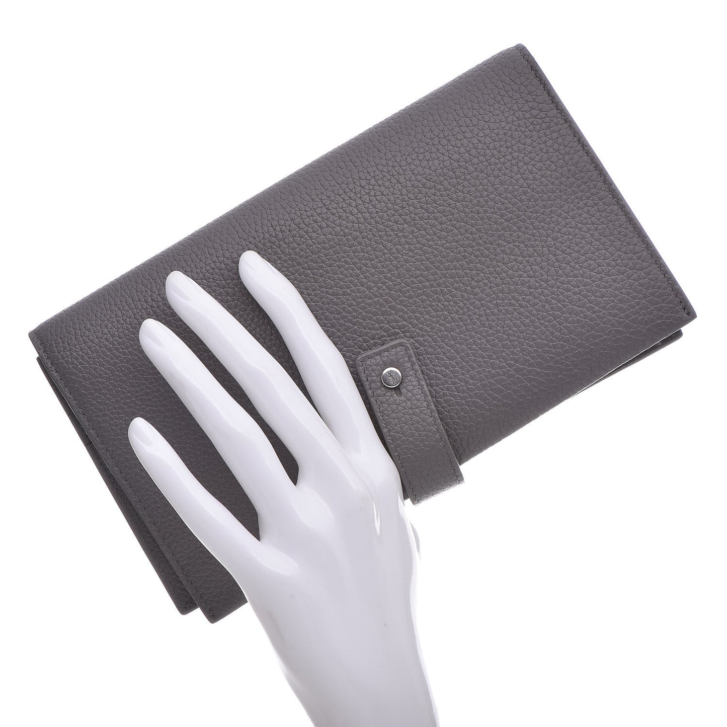 Grained Calfskin Sac De Jour Souple Thin Wallet Fog