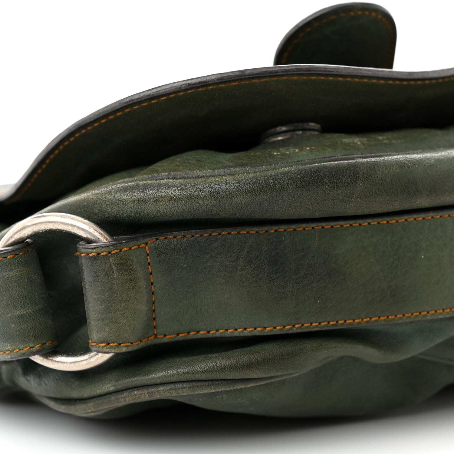 Christian Dior Calfskin Medium Gaucho Double Saddle Bag Green 9 of 19
