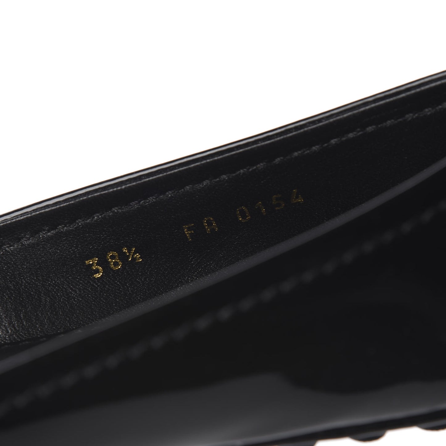 Patent Calfskin Oxford Ballerina Flats 38.5 Black