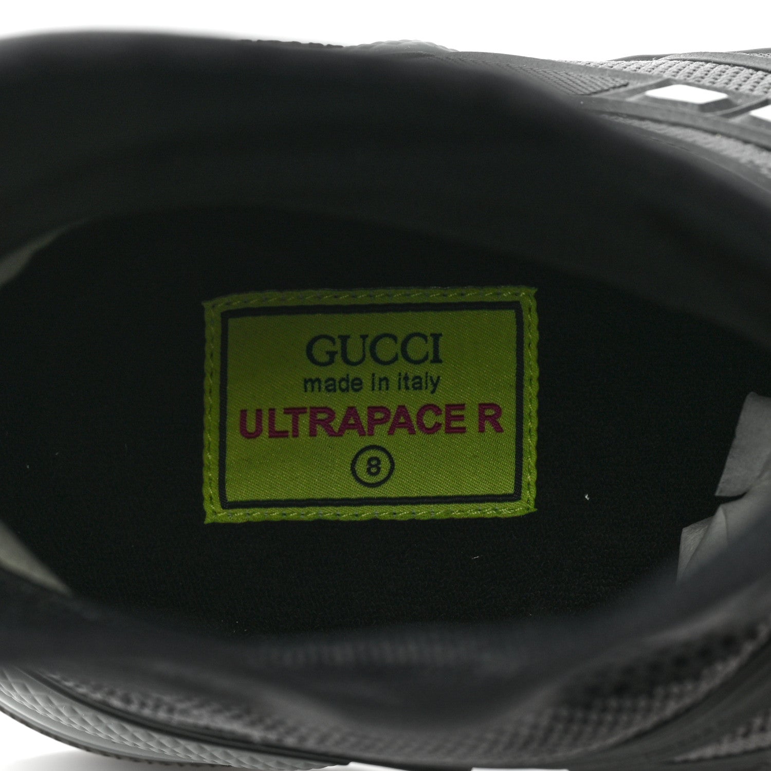 Gucci Rubber Technical Fabric Mens Ultrapace R Mid Top Sock Sneakers 8 Black Grey Silver Loess 7 of 8