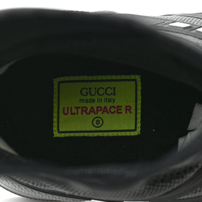 Gucci Rubber Technical Fabric Mens Ultrapace R Mid Top Sock Sneakers 8 Black Grey Silver Loess 7 of 8
